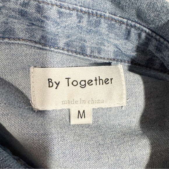 By Together | Denim Button Up Top, Oversized Fit Sz. Medium - Picture 3 of 7